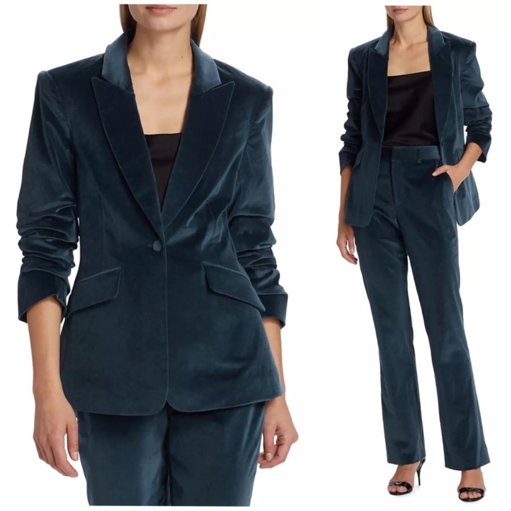 Cinq à Sept Deep Peacock Blue Velvet Blazer NWT $495 Women’s Sz 00